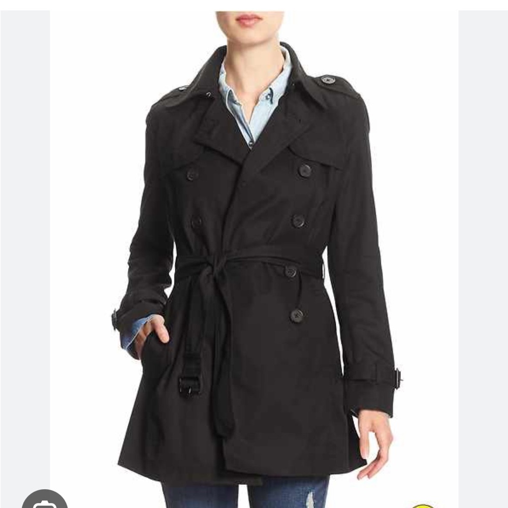 Banana Republic Factory Outlet Black Double-Breasted Trench Coat